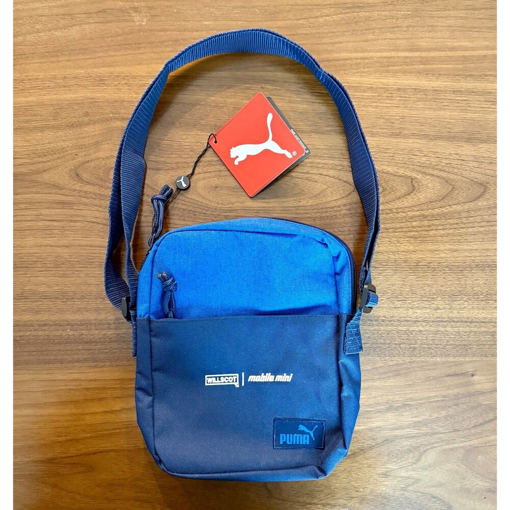 PUMA x mobile mini Small Crossbody Shoulder Bag, Blue, Zip, Adjustable Strap